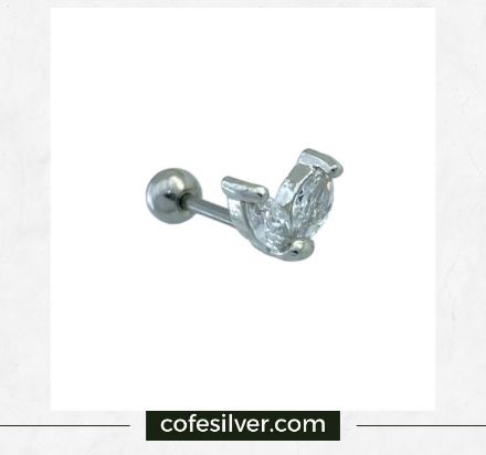 تصویر  پیرسینگ گوش ژوپینگ مدل دو برگ